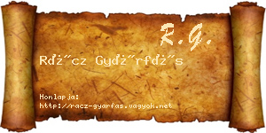 Rácz Gyárfás névjegykártya